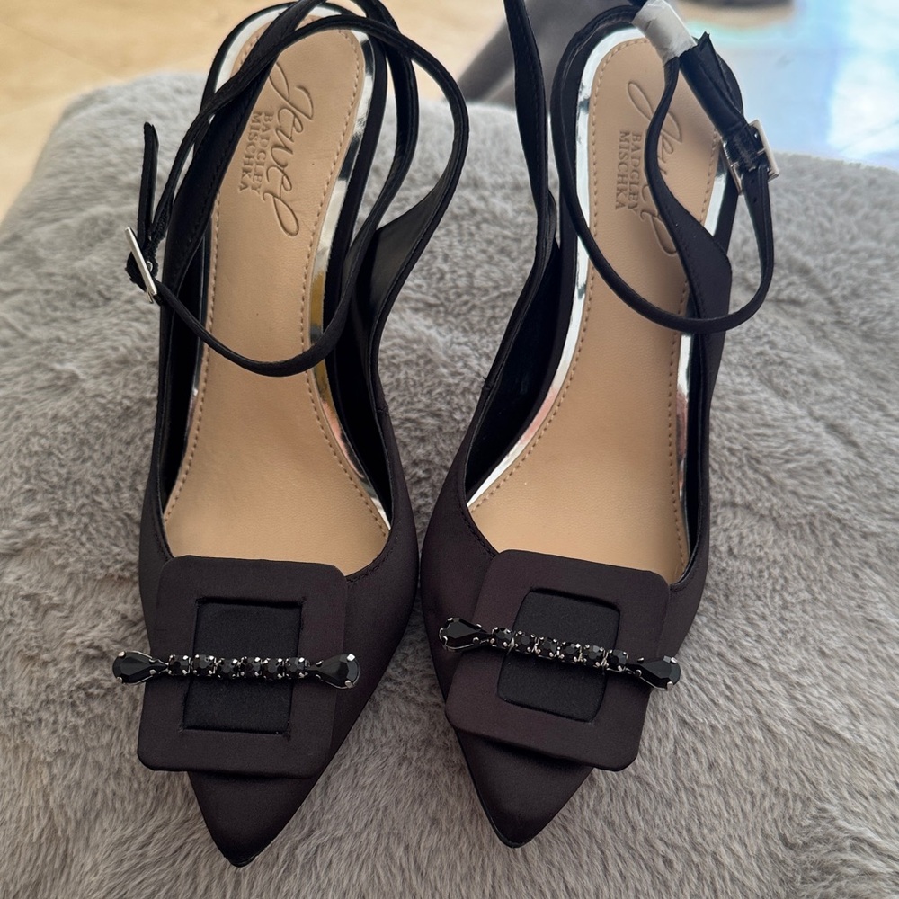Jewel Badgley Mischka Black Embellished Heels